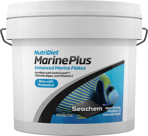 Vista 3 de Seachem NutriDiet Marine Plus Flakes - Fórmula probiótica de alimentos para peces con Entice 3.53 oz