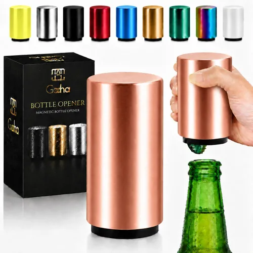 Vista 12 de GOCHA Abridor magnético de botellas de cerveza con receptor automático de tapa – Dispositivo de empuje de acero inoxidable, herramienta de barra