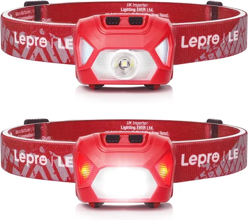 Vista 11 de Lepro 320015 Farolero a Batería - Faro LED Super Brillante de 1300Lux con Luz Roja, Faros IPX4 Impermeables para Camping al Aire Libre, Senderismo