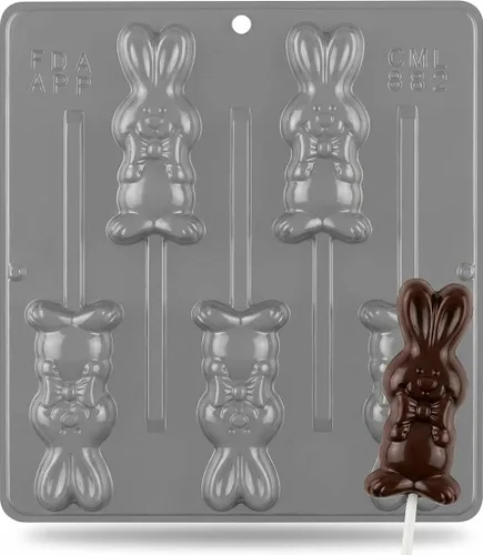 Vista 5 de Molde de caramelo de chocolate con piruleta de conejo de Pascua 882