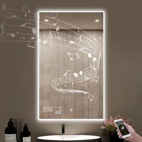 Vista 12 de Espejo de baño LED de 40 x 24 pulgadas con luces, WiFi Smart Bluetooth iluminado espejo de tocador para baño con retroiluminación de 2