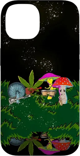 Vista 4 de Jamming Mushrooms Weed - Carcasa para iPhone 17, diseño psicodélico de cannabis 420