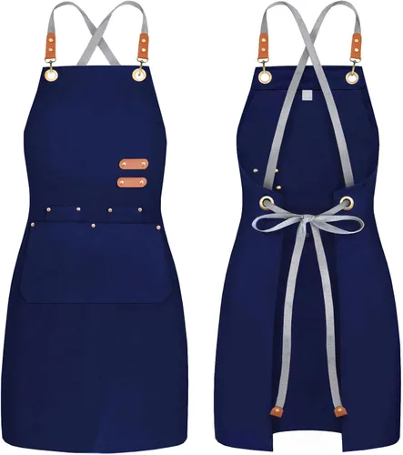 Vista 11 de Delantal de chef BeLuyi con babero, delantal de herramientas para hombre y mujer con tiras cruzadas en la espalda y 4 bolsillos para cocina