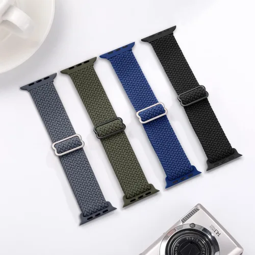 Vista 8 de DaQin Paquete de 4 correas elásticas trenzadas Solo Loop para Apple Watch para mujeres y hombres, de 1.575 pulgadas, 1.614 pulgadas, 1.654 pulgadas