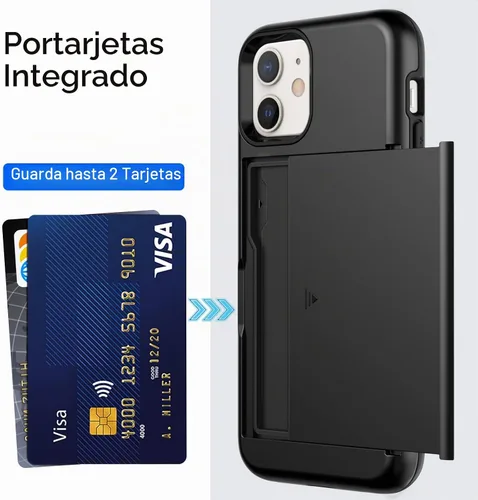 Vista 3 de JETech Funda tipo cartera para iPhone 12/12 Pro, color negro
