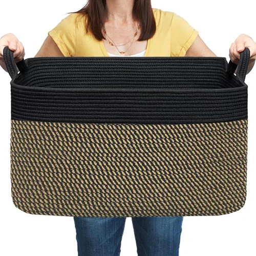 Vista 42 de COMFY-HOMI Cestas de almacenamiento de 11.5 x 7.5 x 4.7 pulgadas para organizar, cesta tejida de cuerda de algodón, caja de almacenamiento de marrón