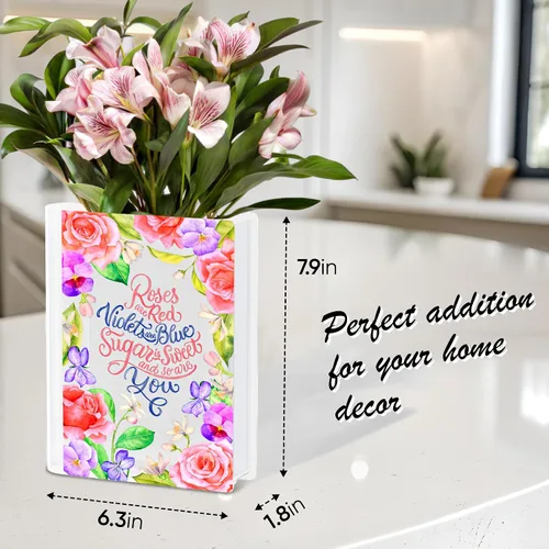 Vista 4 de Skywin Jarrón de Libros Acrílico, Jarrón de Libros para Flores, Decoración del Hogar, Centros de Mesa y Regalos de Inauguración de la Casa Estampado