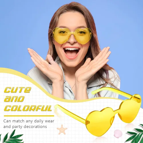 Vista 5 de RTBOFY Heart Sunglasses for Fashion Party Queen Style, Rimless Heart Shaped Sunglasses for Women Party Favor