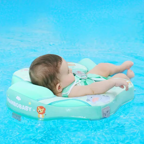 Vista 7 de Mambobaby Flotador con malla de cama y dosel no inflable Flotador de piscina infantil inteligente entrenador de natación para añadir cola, flotador