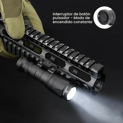 Vista 4 de M300A linterna táctica de 500 lúmenes con interruptor de botón y interruptor de presión remoto para modos constantes/momentáneos, compatible con 1 BK