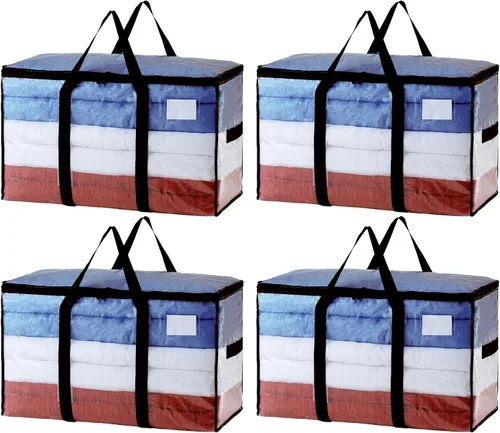 Vista 27 de TAILI - Bolsas de mudanza extra grandes, paquete de 10 bolsas negras resistentes para almacenamiento con ventana visible, asas envolventes