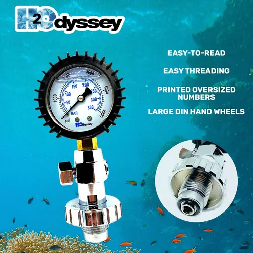 Vista 5 de H2ODYSSEY Medidor de presión DIN - Medidor de presión de buceo