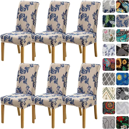 Vista 55 de HZDHCLH Juego de 4 fundas para sillas de comedor color burdeos, fundas elásticas de elastano para sillas Parsons, paquete de 4, fundas de asiento