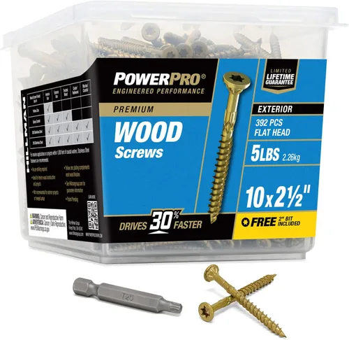 Vista 16 de Power Pro Tornillos de madera para exteriores de alta calidad, tornillos de cubierta multiusos #8 x 1-1/2 pulgadas para proyectos al aire libre