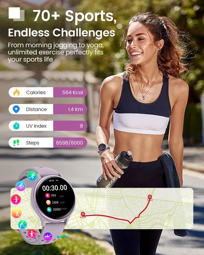 Vista 3 de Relojes inteligentes para mujeres y hombres (respuesta/hacer llamadas), reloj inteligente impermeable para Android y iPhone, reloj inteligente