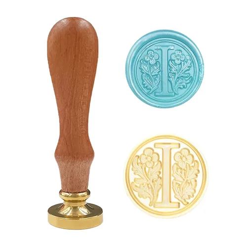 Vista 23 de Sello clásico de cera para sellar varios alfabetos, cabeza de latón, mango de madera, sellos para tarjetas, sobres, regalo (sello, letra A)