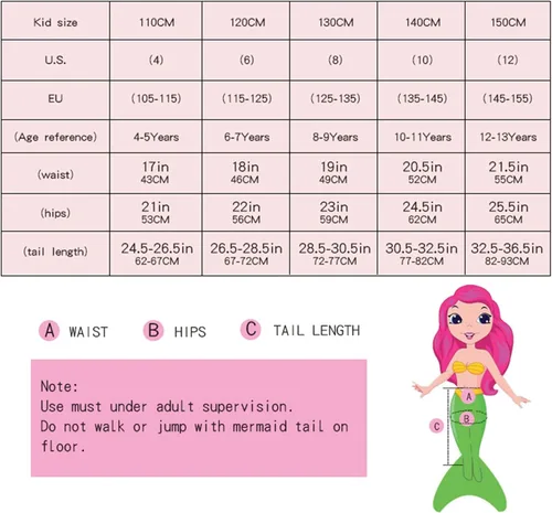 Vista 6 de Colas de sirena para nadar para niñas, 5 piezas, conjunto de traje de baño de bikini de 4 a 13 años