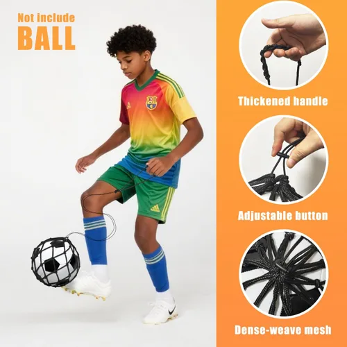Vista 3 de Entrenador de Patadas de Fútbol 3 Piezas (no incluye balón), Red de Retorno Ajustable Ayuda de Entrenamiento de Fútbol para Práctica de Lanzamiento