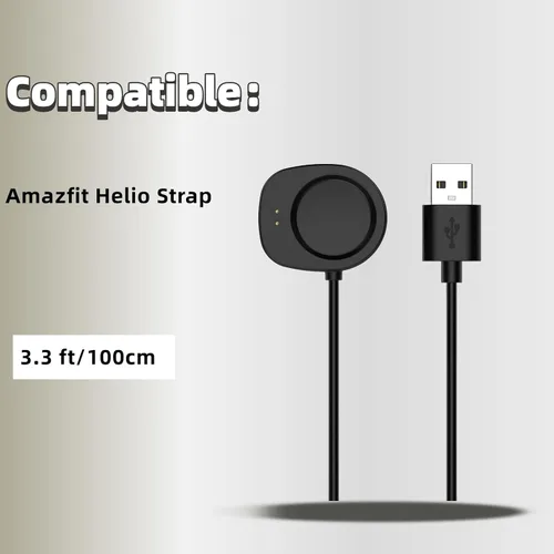 Vista 2 de Cargador de cable USB de repuesto para Amazfit T-Rex 3 Balance 2 Helio Strap Universal Watch Charging Dock Stand 3.3ft