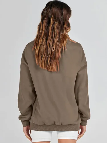Vista 5 de ANRABESS Sudaderas de gran tamaño para mujer, cuello alto, manga larga, sudaderas con capucha para otoño, ropa 2023