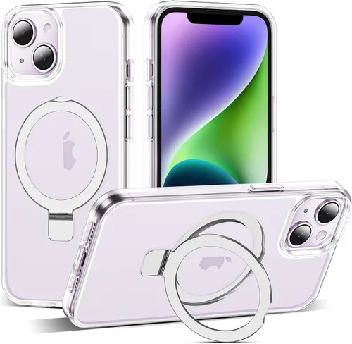 Vista 183 de SKYLMW - Funda compatible con iPhone 11 de 6.1 pulgadas, con soporte magnético invisible tipo anillo, funda translúcida de grado militar, compatible