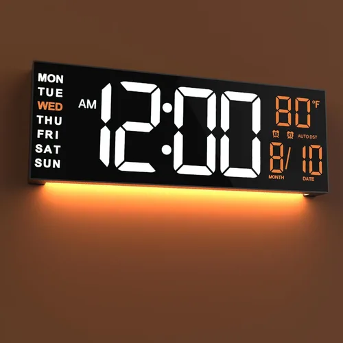 Vista 10 de JALL Reloj de pared grande de 16" digital con montaje en pared, temporizador de cuenta regresiva, alarma, LED grande, color RGB, horario de verano