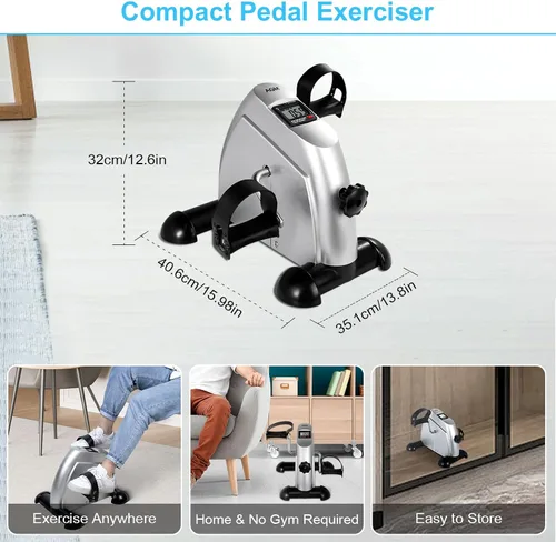 Vista 14 de Mini Exercise Bike, AGM Under Desk Bike Pedal Exerciser Foot Cycle Arm & Leg Pedal Exerciser with LCD Screen Displays