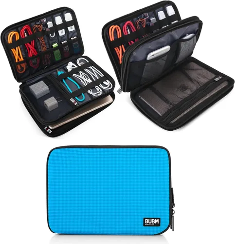 Vista 9 de Organizador de equipaje con doble capa para viajes BUBM, para llevar dispositivos y accesorios electrónicos., gris, 2 capas M Bolsa de viaje
