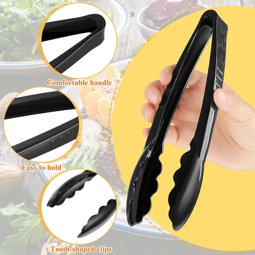 Vista 3 de Tessco for you 25 pinzas de plástico para servir a granel, pinzas desechables de plástico de 9 pulgadas, pinzas de ensalada resistentes para cocina