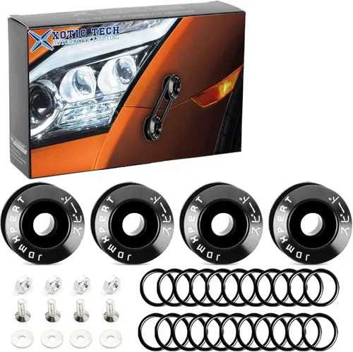 Vista 11 de Xotic Tech JDM - Sujetadores de liberación rápida para guardabarros de parachoques de automóvil, con bandas de goma, arandelas de repuesto para kit