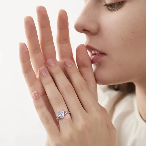 Vista 2 de BELLNA Anillo de promesa de plata de ley 925 para mujer, anillo de compromiso de boda de compromiso de boda con zafiro azul rubí y esmeralda