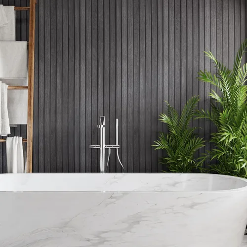 Vista 7 de CRE8TIVE Papel tapiz de listones de madera gris oscuro despegar y pegar papel de contacto de grano de madera impermeable autoadhesivo aspecto