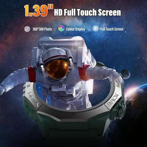 Vista 4 de Relojes inteligentes militares para hombres (respuesta/hacer llamadas), reloj de fitness HD de 1.39 pulgadas, monitor de sueño de frecuencia