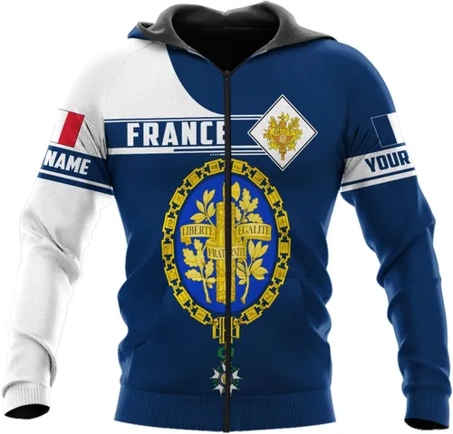 Vista 8 de Vybonz - Camisa personalizada de Francia para hombres y mujeres, Torre Eiffel París, camiseta con capucha de Francia, ropa de fútbol con bandera