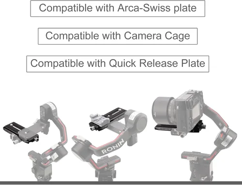 Vista 4 de Leftfoto Placa de liberación rápida para estabilizador de cardán DJI RS2/RS3/RS3-PRO/RSC2, con abrazadera estilo Arca Swiss