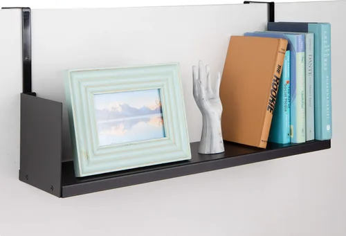 Vista 4 de Wallniture Libro Estante organizador de cubículos de 24 pulgadas con ganchos para cubículos, organizador de escritorio para oficina en casa (negro)