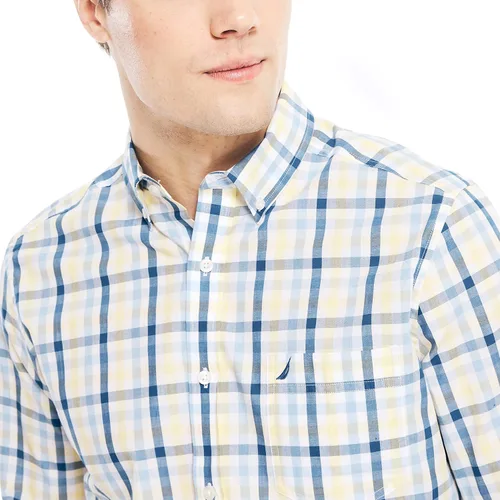 Vista 4 de Nautica Camisa frontal de manga larga resistente a las arrugas para hombre