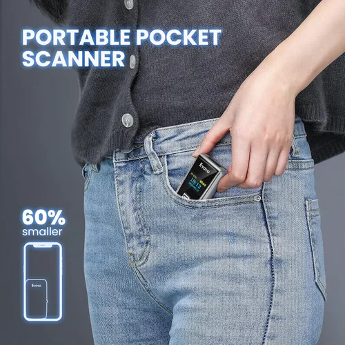 Vista 7 de Eyoyo Escáner de código QR con pantalla LCD, mini escáner de código de barras Bluetooth portátil, escáner de código de barras de libro inalámbrico