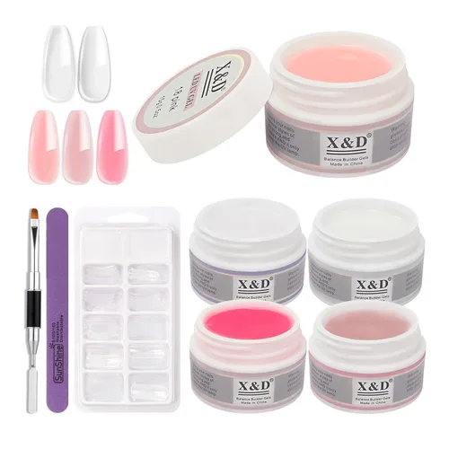 Vista 18 de X&D Kit de uñas de poligel, 3 piezas de gel de uñas de gel natural transparente, kit de gel de uñas de secado rápido, juego de gel de uñas