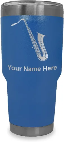 Vista 21 de LaserGram Vaso aislado al vacío de 20 onzas, saxofón, grabado personalizado incluido (negro)