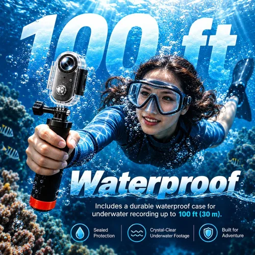 Vista 5 de Mini cámara corporal 4K de 128 GB, cámara de acción magnética del tamaño del pulgar con grabación de video y audio, manos libres, impermeable Negro