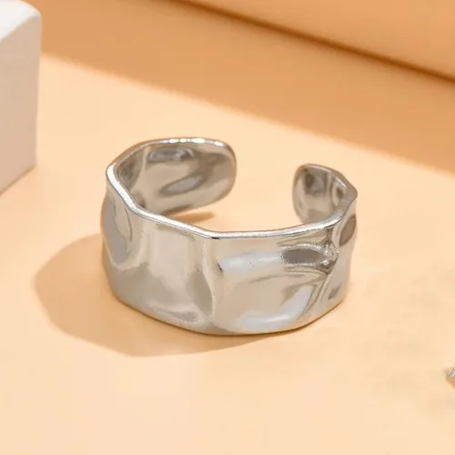 Vista 37 de Anillo de plata de ley 925, minimalista, ajustable, hecho a mano, para mujeres y niñas
