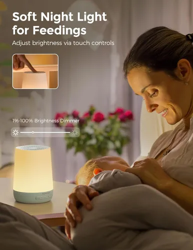 Vista 4 de Momcozy Máquina de sonido para dormir del bebé con luz nocturna y monitor de bebé Momcozy Smart WiFi con cámara y audio