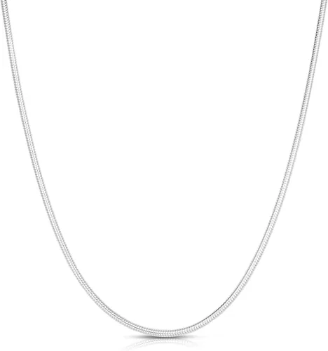 Vista 17 de Plata de ley 0.079 in (2 mm), 0.098 in (2.5 mm), 0.118 in (3 mm), 0.157 in (4 mm), 0.197 in (5 mm), cadena de serpiente redonda, collar de cadena