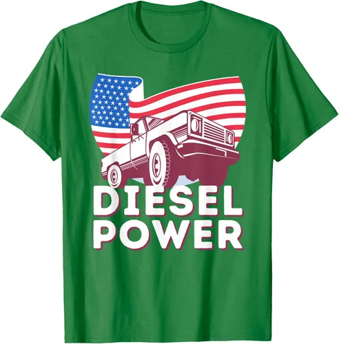 Vista 3 de Diesel Power American Flag - Camiseta de camioneta de mecánico diésel, Negro, S