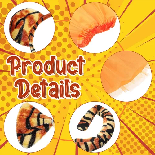 Vista 4 de 2 Sets Animal Kid Costume CheetahTigerPigElephant with Headband Tail Bow Tie Tutu Skirt Nose for Girl Toddler Halloween