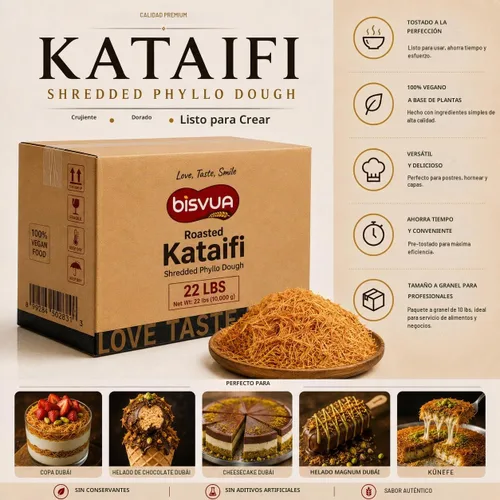 Vista 5 de BISVUA - Kataifi asado a granel, 22 libras, relleno de chocolate Dubái