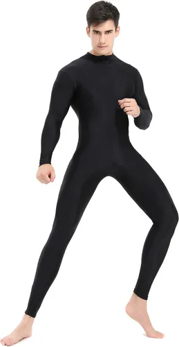 Vista 5 de speerise Body de elastano para hombre, de manga larga, unitardo, con cremallera, leotardo para baile