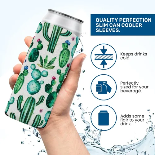 Vista 4 de QualityPerfection - Fundas delgadas para enfriar latas, bebidas energizantes, cervezas, distintos diseño, de 12 onzas (354 ml), de neopreno