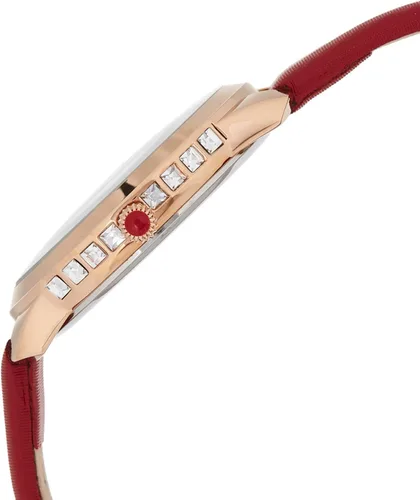 Vista 3 de Akribos AK1059 - Reloj con 3 marcadores de diamantes auténticos, correa de piel cómoda, cuarzo japonés